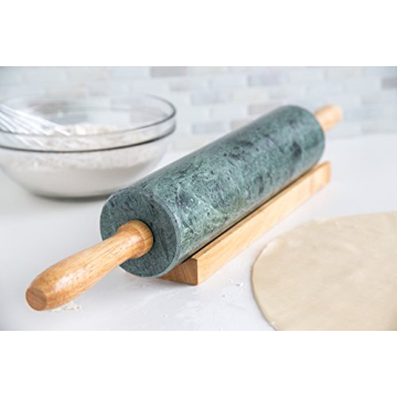 Elegant Fox Run Marble Rolling Pin with Base for Baking