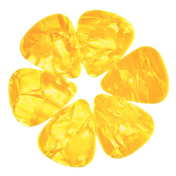 Celluloid Yellow Pearl Guitar Or Bass Pick - 0.71 mm Medium Gauge - 351 Shape - 12 Pack