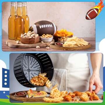 Menkxi 3 Set Football Shaped Wooden Serving Tray and Bowl, 11.02 Inch Football Serving Tray Reusable Football Platter with Chip and Dip Tray for Football Birthday Gameday Tailgate Party Decorations