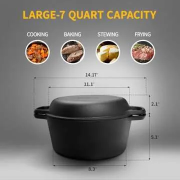 EDGING CASTING 2-in-1 Pre-Seasoned Cast Iron Dutch Oven