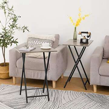 HOOBRO Folding TV Tray Tables - Space-Saving Side Table Set with Easy Assembly