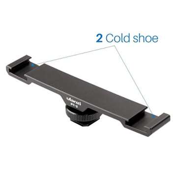 Ulanzi PT-2 Aluminum Universal Cold Shoe Extension Bracket 2 Hot Shoe Mounts Extension Bar Dual Brac...