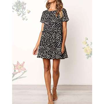 Maysoar Women's Dresses Casual Summer,Mini Dress,Maternity Dresses 2019 Loose Fit Short Sleeve T Shirt Polka Dots Plus Size Vintage Dress (Black, X-Large)