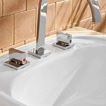 Aquafaucet Waterfall 8-16 Inch Chrome Finish 3 Holes 2 Handles Widespread Bathroom Sink Faucet