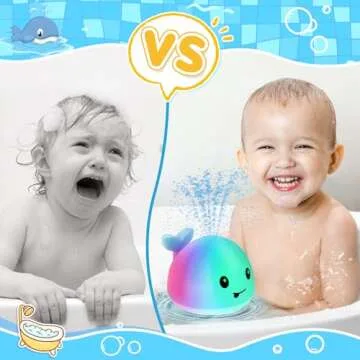 Baby Bath Toys for Kids Ages 1-3, Whale Bath Toy Sprinkler Light up Bath Toys for Babies 6-12 Months...