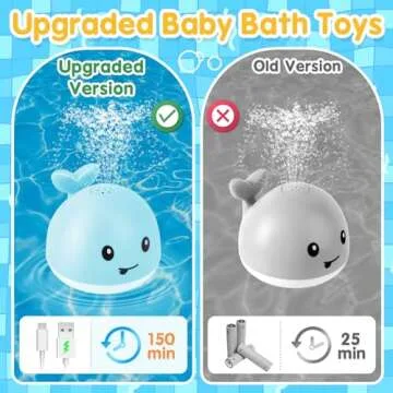 Baby Bath Toys for Kids Ages 1-3, Whale Bath Toy Sprinkler Light up Bath Toys for Babies 6-12 Months, Water Pool Bathtub Toys Toddlers, Newborn Baby Birthday Easter Gifts 1 Year Old Boy Toys