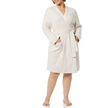 Lightweight Waffle Mid-Length Robe for Women in Plus Size