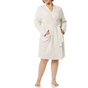 Lightweight Waffle Mid-Length Robe for Women in Plus Size
