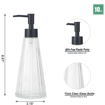 IVAILEX Elegant Glass Soap Dispenser for Kitchen & Bath