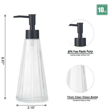 IVAILEX Elegant Glass Soap Dispenser for Kitchen & Bath