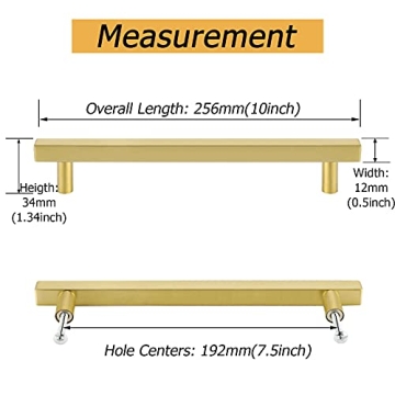 goldenwarm Gold Cabinet Pulls - Stylish 10in Brass Hardware