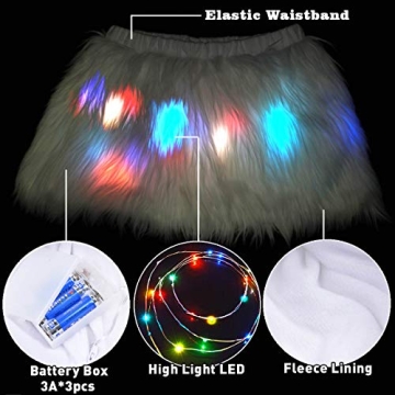 LED Fur Skirt Mini Light Up Tutu for Festivals and Parties