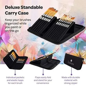 Acrylic Paint Brushes Set of 15 with 24 Acrylic Paints Included