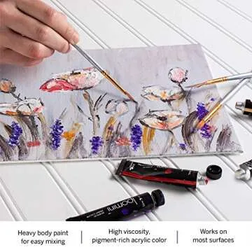 Acrylic Paint Brushes Set of 15 with 24 Acrylic Paints Included