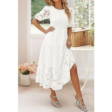 Stylish ZESICA Summer Floral Maxi Dress for Women in White