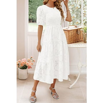 Stylish ZESICA Summer Floral Maxi Dress for Women in White