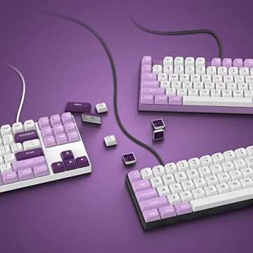 Womier PBT keycaps Set,White/Purple Key Cap,Custom Keyboard keycaps 60 75 100 Percent,Double Shot,IS...