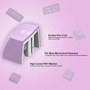 Womier PBT keycaps Set,White/Purple Key Cap,Custom Keyboard keycaps 60 75 100 Percent,Double Shot,ISA Profile caps for MX Switches Mechanical Keyboard(189key,only keycaps)