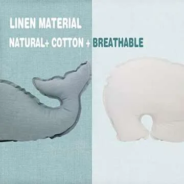 Marble Empire Whale Pillow Linen, Blue Whale Throw Pillows with Free Style Edge,Coastal Ocean Decorative Pillow for Couch Sofa (18.5 inch)