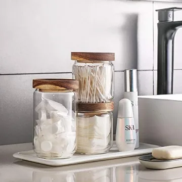 Sweejar 25 oz Glass Canisters with Airtight Bamboo Lid(3 pack), Food Storage Jar for Kitchen, Dry Food Containers for Serving Tea, Coffee, and More