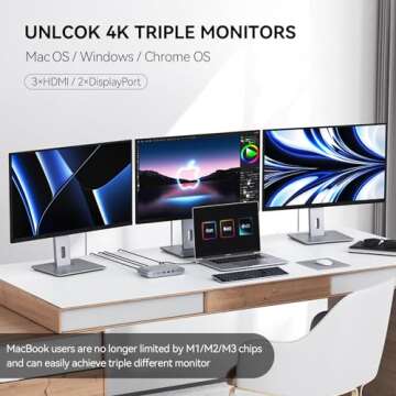 Minisopuru Triple Monitor Docking Station with 140W Charger