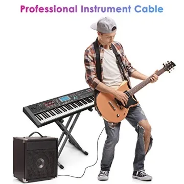 Sovvid Guitar Cable 10FT 2 Pack Instrument Cable Guitar Cord Electric Guitar Cable Guitar AMP Cord for Bass Guitar Keyboard 1/4 Inch Cable Right Angle Black Blue