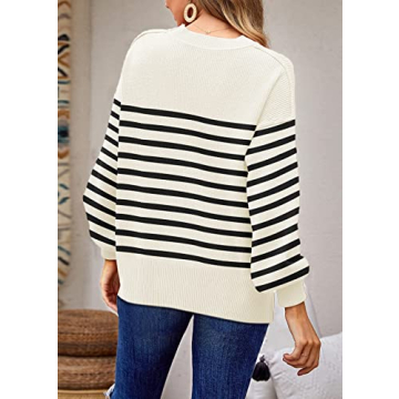 ETCYY Womens Oversized Sweaters Fall 2025 Fashion Clothes Trendy Batwing Sleeve Colorblock Striped Knit Pullover Sweater Tops(L.Stripe Apricot)