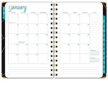 HARDCOVER 2023 Planner: (November 2022 Through December 2023) 5.5"x8" Daily Weekly Monthly Planner Yearly Agenda. Bookmark, Pocket Folder and Sticky Note Set (Black Gold Triangles)