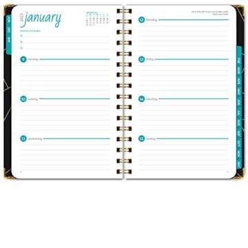 HARDCOVER 2023 Planner: (November 2022 Through December 2023) 5.5"x8" Daily Weekly Monthly Planner Yearly Agenda. Bookmark, Pocket Folder and Sticky Note Set (Black Gold Triangles)