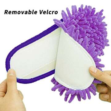 Moolecole Microfiber Mop Cleaning House Slippers Detachable Mopping Shoes Cleaning Tools Fits Womens Size 5.5-8 Purple