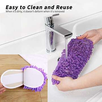 Moolecole Microfiber Mop Cleaning House Slippers Detachable Mopping Shoes Cleaning Tools Fits Womens Size 5.5-8 Purple