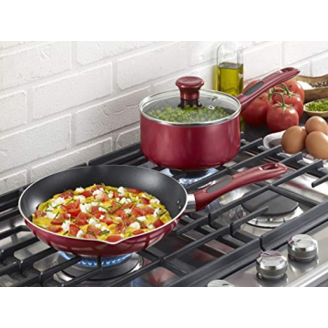 T-fal C514S2 Cookware Set, 2-Piece Nonstick Red Set