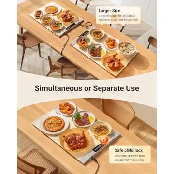 Warming Mat for Food, 2 Pack Food Warming Mat, Electric Warming Tray for Buffets Party with 7 Adjustable Temperature, 6 Timer, Fast Heating Silicone Food Warmer for Parties Home Travel Countertop