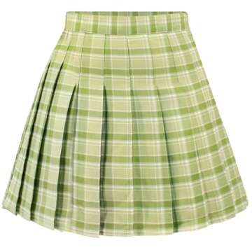 DAZCOS US Size Plaid Skirt with Shorts for Women - Casual High Waist Pleated Mini Skater Skirts