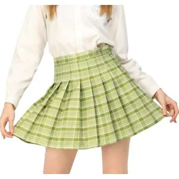 DAZCOS Women's High Waist Plaid Skirt with Shorts