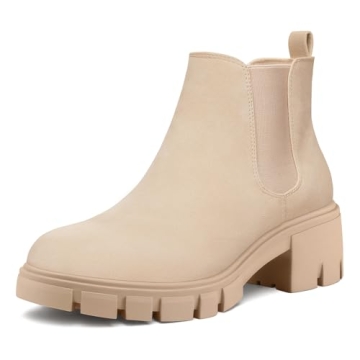 mysoft Women's Platform Chelsea Boots with Slip on Lug Sole for Ultimate Comfort