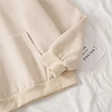 KEEVICI Women Kawaii Cartoon Cute Cat Graphic Casual Cotton Pullover Hoodies Sweatshirt Apricot