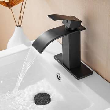 Fransiton Black Waterfall Bathroom Faucet for Modern Spaces
