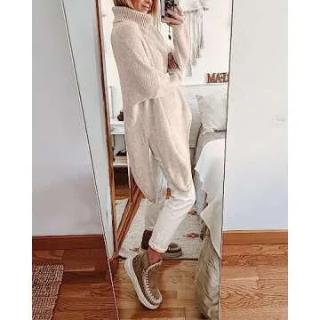 BTFBM Women's Oversized Turtleneck Knit Sweater - Cozy Style