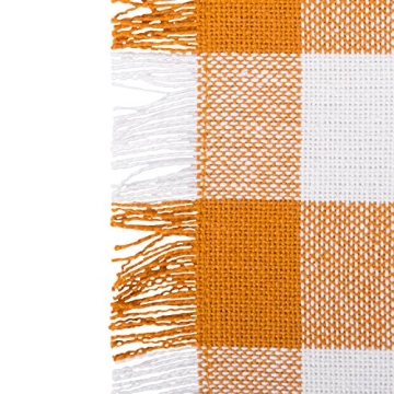 DII Heavyweight Fringed Check Table Runner Pumpkin Spice