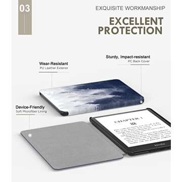 MoKo Case for 6.8" Kindle Paperwhite (11th Generation-2021) and Kindle Paperwhite Signature Edition, Light Shell Cover with Auto Wake/Sleep for Kindle Paperwhite 2021 E-Reader, Gray Forest