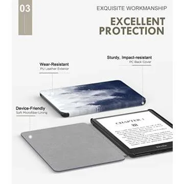 MoKo Case for 6.8" Kindle Paperwhite (11th Generation-2021) and Kindle Paperwhite Signature Edition, Light Shell Cover with Auto Wake/Sleep for Kindle Paperwhite 2021 E-Reader, Gray Forest