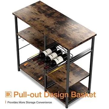 ODK Kitchen Bakers Rack, Utility Storage Shelf Microwave Oven Stand, 3-Tier+3-Tier Coffee Bar Table with 10 S-Shape Hooks for Spice Rack Organizer Workstation, Rustic Brown