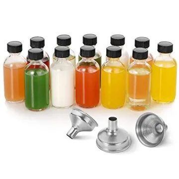12 Pack Small Clear Glass Bottles with Funnels for Travel