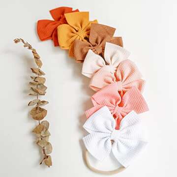 Prohouse 30 PCS Big Bows Baby Nylon Headbands Hairbands Hair Bows Elastics for Baby Girls Newborn Infant Toddler Child Hair Accessories