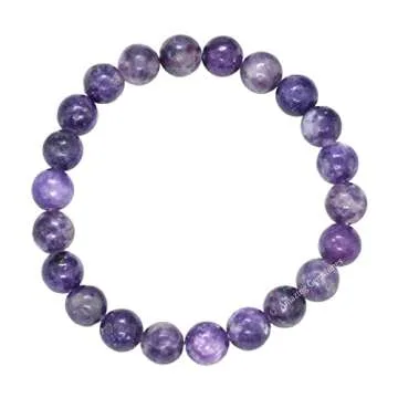 Amazing Gemstone Lepidolite Bracelet for Protection and Healing - Unisex 8mm Gemstones Beaded Stretc...