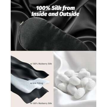 Luxtude Silk Sleep Mask 1OO% Mulberry, Silk Eye Mask for Sleeping Blackout, Satin Sleep Masks for Women Men, Blindfold Night Eye Masks Eye Covers for Travel, 2 Pack