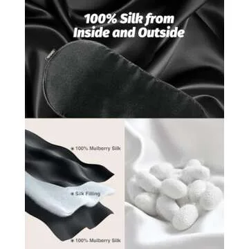 Luxtude Silk Sleep Mask 1OO% Mulberry, Silk Eye Mask for Sleeping Blackout, Satin Sleep Masks for Women Men, Blindfold Night Eye Masks Eye Covers for Travel, 2 Pack