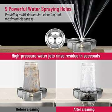 Mckanti Metal Kitchen Sink Glass Rinser, Faucet Glass Rinser Stainless Steel Sink Cup Washer Baby Bottle Bar Cleaner Sink Attachment Kitchen Sink Accessories