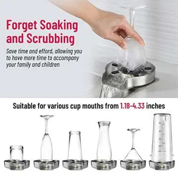 Mckanti Metal Kitchen Sink Glass Rinser, Faucet Glass Rinser Stainless Steel Sink Cup Washer Baby Bottle Bar Cleaner Sink Attachment Kitchen Sink Accessories